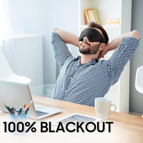 MOEASEii Sleep Mask - Total Blackout 3D Sleeping Mask, Super Lightweight & Silky Soft Eye Mask for Sleeping, Fully Adjustable Fit for Home, Office, Traveling, Meditation, Yoga, Black thumbnail 2