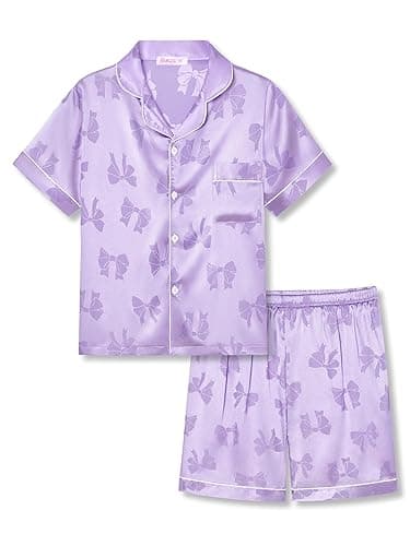 Topgal Satin Pajamas for Girls Coat Style Unicorn & Cat Silky Button Down PJ Set Size 6-16 - Image 1