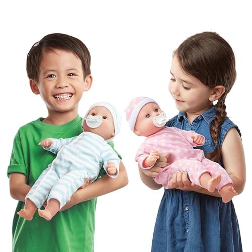 Melissa & Doug Mine to Love Luke & Lucy Realistic Twin Baby Dolls (15-inch) - Dolls and Accessories with Pacifiers for Pretend Play, Toddler Toys for Ages 18M+ thumbnail 4