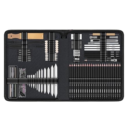 HIFORNY 100 PCS Drawing Set Sketching Kit,Sketch Pencils Art Supplies with Graphite,Charcoal,Blending Tools & Accessories,Portable Zippered Travel Case for Artists & Beginners thumbnail 9