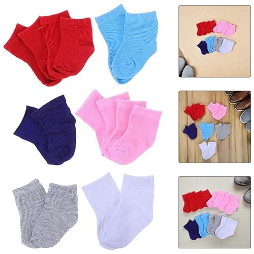 Garneck 8 Pairs Baby Doll Socks for 18 Inch Dolls: Mini Colorful Sock Shoes Style Dollhouse Clothes Accessories Soft Stretch Knit Pretend Play Dress Up Dollhouse Decor Puppet Play thumbnail 5
