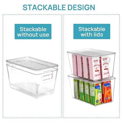 Vtopmart 1 Pack Clear Stackable Storage Bins with Lids, Medium Plastic Containers with Handle for Pantry Organizer and Storage,Perfect for Kitchen,Fridge,Cabinet, Closet,Bathroom Organization thumbnail 7