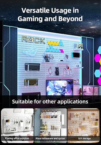 EVDBOBO Wall Organizer Peg Board - Elevate And Declutter Your Gaming And Office - Create A Perfectly Structured Space(White) thumbnail 5