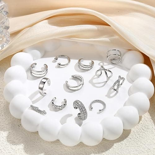 FUNRUN JEWELRY 12Pcs Ear Cuff Earrings for Women Non Piercing 14K Gold Plated Ear Cuffs Non Pierced Clip on Cartilage Earring Adjustable Fake Earrings thumbnail 6