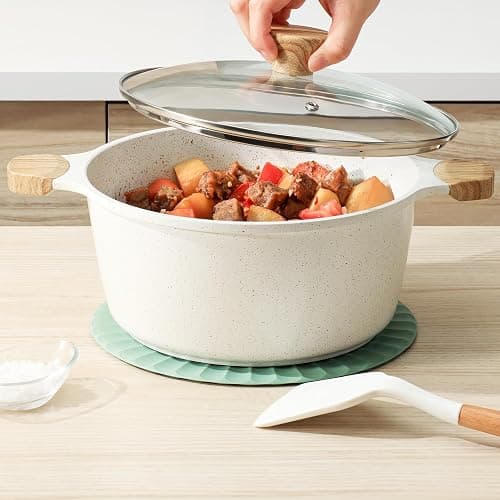 SENSARTE Nonstick Ceramic Cookware Set, 23 PCS Pots and Pans Non Toxic, PFAS & PFOA Free, Non Stick Healthy Kitchen Cooking Set with Stay-Cool Handles, White thumbnail 9