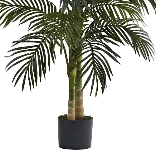 Nearly Natural 4 ft Artificial Golden Cane Palm Tree with Nursery Pot | Double-Stalk, Lush Realistic Foliage, Indoor Faux Palm Plant, Living Room Decor, Perfect Tropical Decoration thumbnail 6