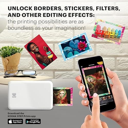 KODAK Step Instant Smartphone Photo Printer - Portable Mini Color Wireless Mobile Printer - Zink 2x3” Sticky-Back Photos - Bluetooth Compatible with iOS & Android Devices - Fun Editing App - White thumbnail 5