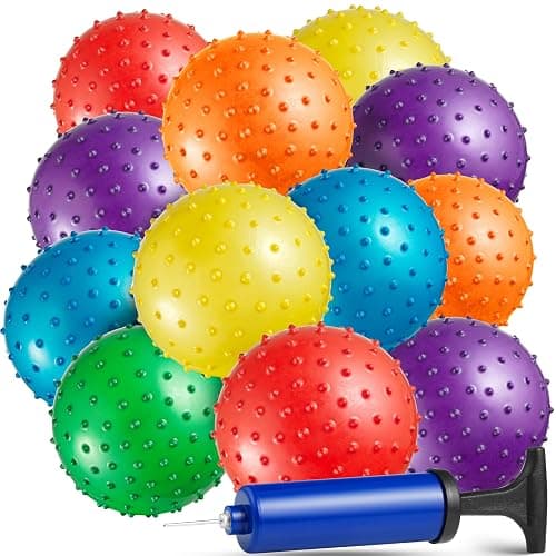 Bedwina Mini Knobby Balls - Bulk 5 Inch Sensory Balls and Spiky Massage Stress Balls with Pump, Fun Bouncy Ball Party Favors - Image 1