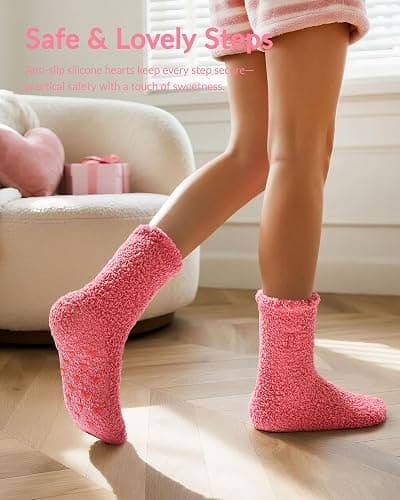Jeasona Coquette Romantic Love Heart Fuzzy Socks for Kids Christmas Valentines Day Birthday Gifts for Girls Daughter thumbnail 6