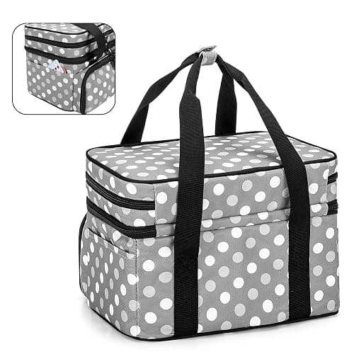 BAFASO Double Layer Sewing Accessories Organizer with 2 Detachable Pouches, Large Sewing Storage Bag for Sewing Tools (Bag ONLY), Polka Dots thumbnail 5