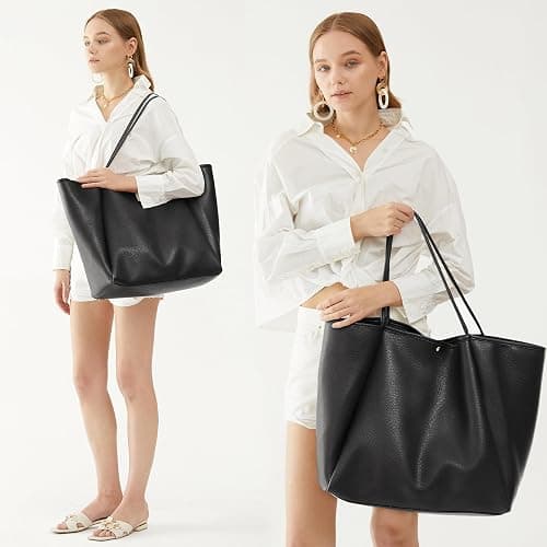 HOXIS Oversize Vegan Leather Tote Women Weekender Bag Shopper Handbag Travel Purse thumbnail 5