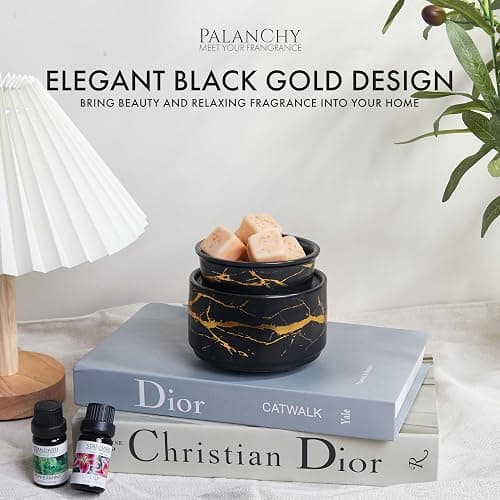 PALANCHY Wax Melt Warmer Ceramic 3-in-1 Oil Burner Electric Candle Wax Warmer Burner Melter Fragrance Warmer for Scented Waxs Home Office Bedroom Aromatherapy Gift& Decor (Black Gold) thumbnail 3