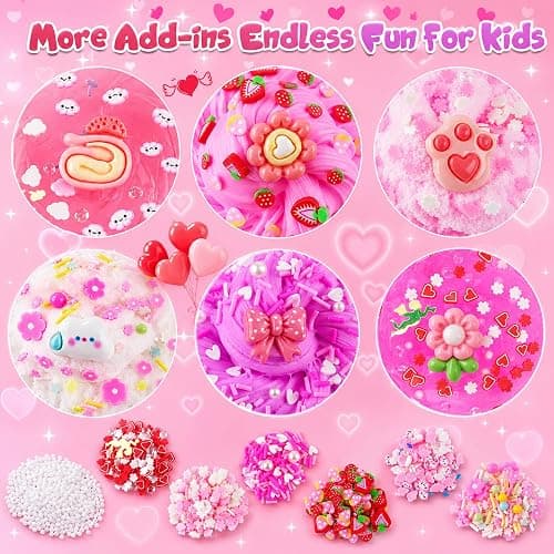 6-Pack Pink Slime Kit for Girls, Cloud Butter Squishy Birthday Gift Set | Party favor, goodie bag stuffer, Easter basket filler and sensory toy for kids ages 4-10 thumbnail 4