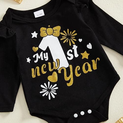 BeQeuewll Newborn Baby Girl Mardi Gras Outfit 1st Letter Long Sleeve Romper+Tutu Skirts+Leg Warmers+Headband 4Pcs Clothes thumbnail 5