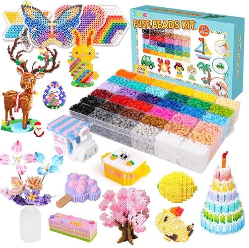 Meland Fuse Beads Kit - 11,000 pcs 36 Color Beads for Craft for Girls Age 5-12 Year Old,5MM Melty Beads Set Including 5 Pegboards, Ironing Paper & Chain Accessories Iron Beads Christmas Birthday Gift - Image 1