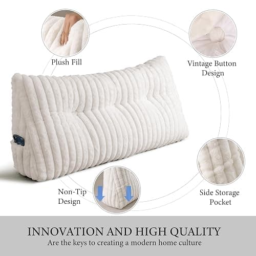 Dorivalley Headboard Pillow Twin XL, Triangular Wedge Pillow Headboard, Cushion Headboards Reading Pillows, Backrest Pillows for Sitting in Bed or Working with Removable Cover, Beige thumbnail 5