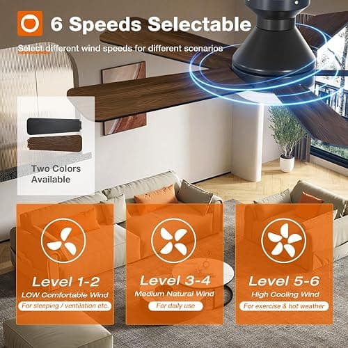 addlon Ceiling Fans with Lights, 42 Inch Low Profile Ceiling Fan with Light and Remote Control, Flush Mount, Reversible, 3CCT, Dimmable, Quiet, Black Small Ceiling Fan for Bedroom Indoor/Outdoor Use thumbnail 4