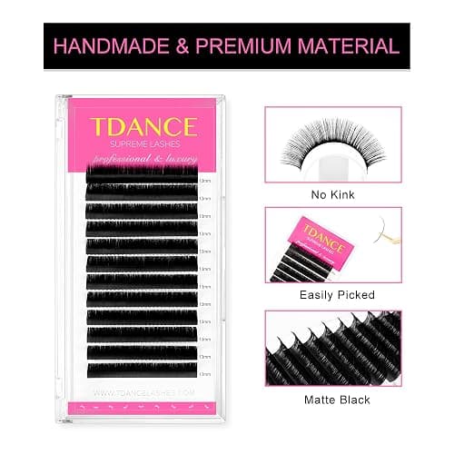 TDANCE Lash Extension Matte Black Eyelash Extension C CC D DD J B L Curl Volume & Classic Lash Extensions 0.03-0.18mm Thickness Professional Salon Use(0.03-D,8-15 mm) thumbnail 2