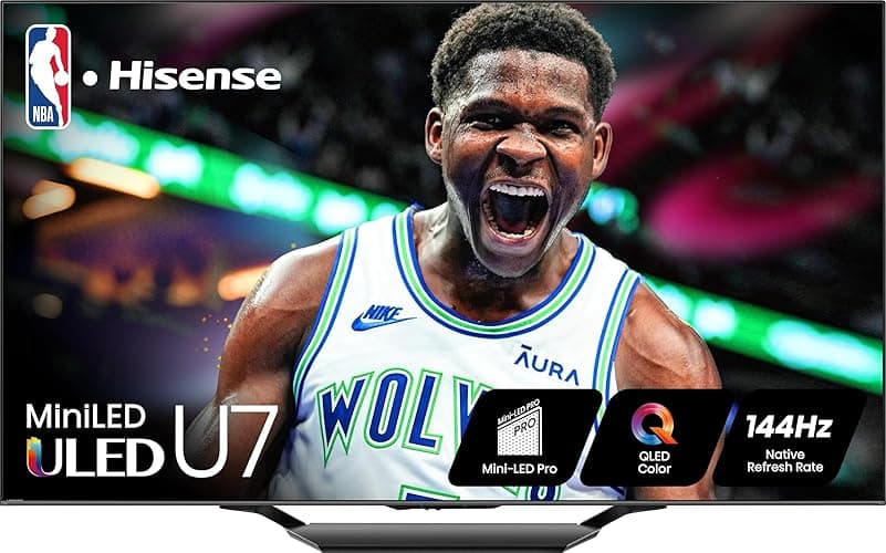 Hisense 75-Inch Class U7 Series Mini-LED ULED 4K UHD Google Smart TV (75U7N) - QLED, Dolby Vision IQ, Dolby Atmos, Full Array Local Dimming, 144Hz Game Mode Pro, VRR, Alexa Compatibility
