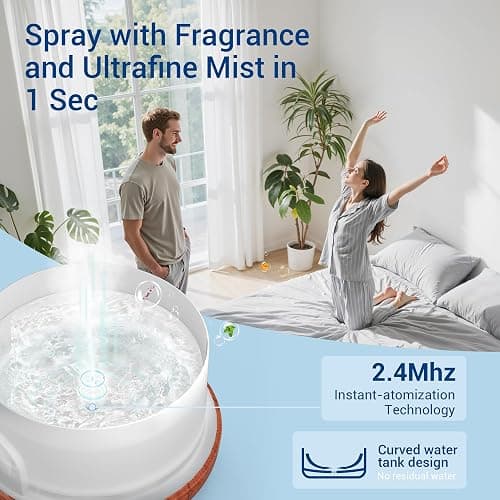 ASAKUKI 500ml Essential Oil Diffuser with 6 * 10ml Oils with Remote Control | Scented Oil Diffusers with 14 LED Colours, Auto Shut Off, Timer, Aromathrapy Diffuser Gifts Set for Home Bedroom Office Yoga thumbnail 5