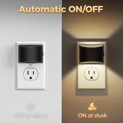 DORESshop LED Night Light[2 Pack], Night Lights Plug into Wall, 3 Level Brightness Adjustable Plug in Night Light, Dusk to Dawn Sensor, Nightlights for Adults, Bedroom, Bathroom, Hallway, 3000K thumbnail 3