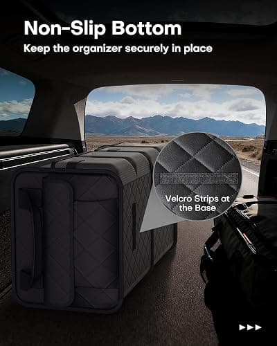 HOTOR Trunk Organizer for SUV – Foldable Car Organizers and Storage | 2 Compartments, Large Capacity Car Trunk Organizer Car Accessories for Truck Sedan, Black, 23.6" x 14.2" x 11.8" thumbnail 4