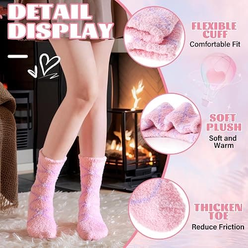 Anlisim Fuzzy Socks for Women, Soft Comfy Cozy Fluffy Thick Winter Warm Fleece Slipper Socks thumbnail 4