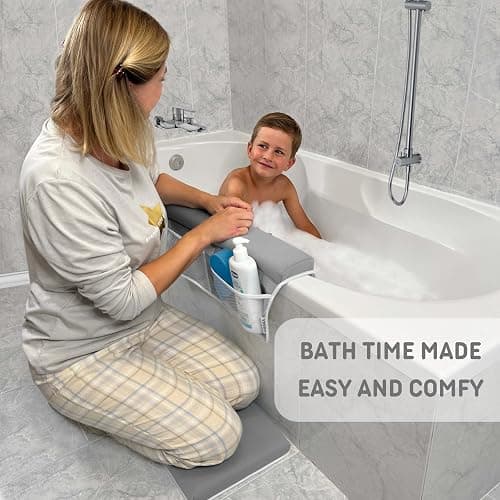 LILEKA Baby Bath Kneeler and Elbow Rest Pad Set - Non-Slip Quick Dry Bath Kneeling Pad and Bath Elbow Rest Pad with Pockets for Baby Bath Essentials thumbnail 2