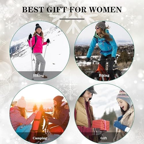 FENELY Women's Knitted Warm Beanie Winter Hat, Warm Chunky Snow Hat with Pompom thumbnail 6
