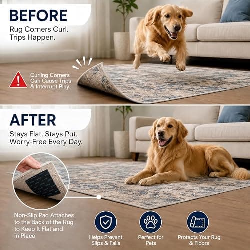 Rug Gripper for Hardwood Floor, 16Pcs Premium Reusable Washable | Prevents curling and sliding; washable, reusable adhesive removes cleanly and trims easily to fit corners and irregular rugs thumbnail 4