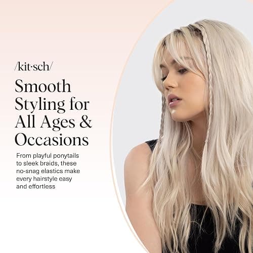 Kitsch Hair Ties No Damage for Kids, Teens and Women - Rubber Bands for Hair Styling | No Snag Hair Elastics | Daily Hair Accessories | Ideal Gifts for Women - 500pcs (Clear) thumbnail 8