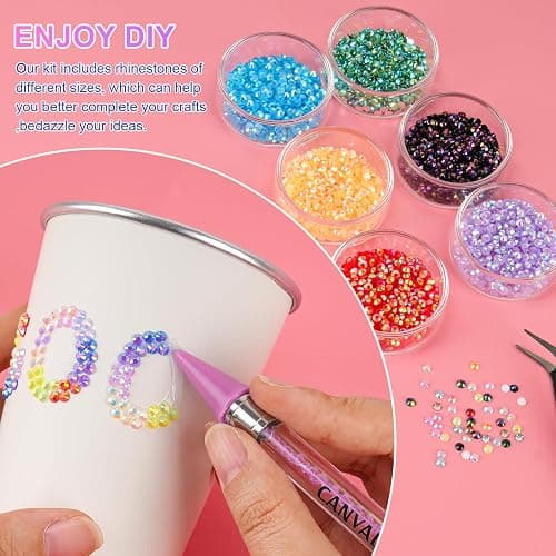 Canvalite 35000Pcs 40 Colors Jelly Rhinestones for Bedazzling, 3mm Multicolor Resin Flatback Gems for Diamond Art, Bedazzler Kit with 3Pcs 15ml Jewelry Glue for Crafting Book Shoes Nail Art thumbnail 4