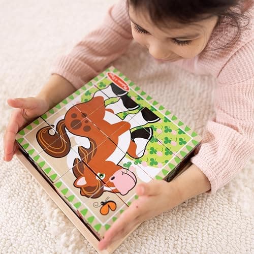 Melissa & Doug Farm Wooden Cube Puzzle with Storage Tray – 6-in-1 Animal Puzzle for Toddlers and Preschoolers – 16 Wooden Cubes – Farm Toy for Kids Ages 3+ - FSC Certified thumbnail 9