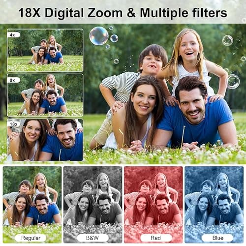QUOLODOO Digital Camera, 4K 64MP Dual Screens Camera, 18X Zoom, Point and Shoot Digital Camera with 64GB TF Card & 2 Batteries, Portable Rechargeable Small Camera for Kids Teens Adult (Pink) thumbnail 4