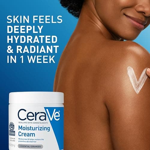 CeraVe Moisturizing Cream, Body and Face Moisturizer for Dry Skin, Body Cream with Hyaluronic Acid and Ceramides, Daily Moisturizer, Oil-Free, Fragrance Free, Non-Comedogenic, 19 Ounce thumbnail 9