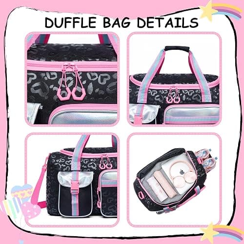 Kids Duffle Bag Girls Women Travel Bag Gifts Overnight Bag for Girls Women Tote Sleepover Bags for Girl Gym Dance Bags with Shoes Compartment thumbnail 4