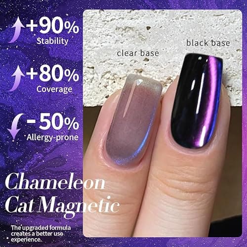 BORN PRETTY Heaven Purple Cat Magnetic Eye Gel Polish Chameleon Gel Polish | Holorgraphic Cat Magnetic Eye Gel Polish Glitter Gel Polish Soak Off Nail Art Salon Home Gift for Women Girl thumbnail 5