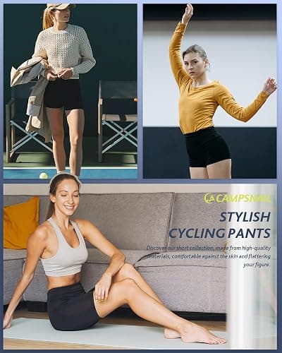 CAMPSNAIL Workout Biker Shorts Women - 3"/5"/8" High Waisted Tummy Control Spandex Booty Volleyball Shorts for Yoga Dance thumbnail 2