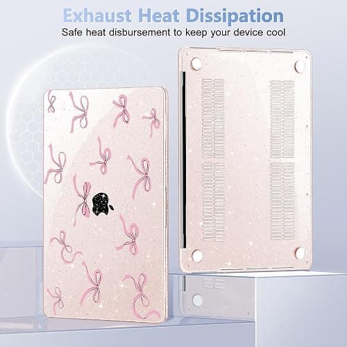 May Chen Case for MacBook Pro 13 inch M2 2023,2022,2021,2020 A2338 M1 A2251 A2289, Plastic Hard Shell Case for MacBook Pro 13" with Touch Bar Fits Touch ID, Sakura Pink Glitter Bow thumbnail 5