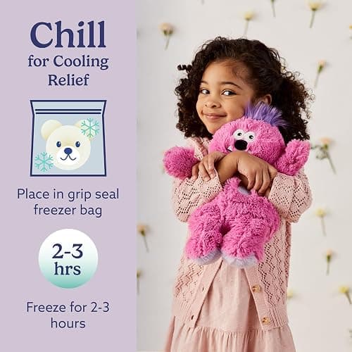 Warmies Microwavable & Weighted Stuffed Animals, Pink Monster - Heated Stuffed Animal Plushie for Warmth & Comfort - Cute Soft Plush Toys for Adults & Children (Boys, Girls, Babies & Toddlers) thumbnail 5