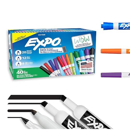 EXPO Dry Erase Markers Ultimate Pack, Chisel, Fine, Ultra Fine, Mixed Tips, Assorted Colors, 40 Count - Whiteboard, Essential Supplies for Office, School, Classroom, Teachers - Image 1