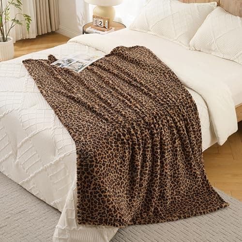Leopard Cheetah Print Blanket – Super Soft Plush Fleece Throw for Bed, Sofa & Travel – All Season Cozy Cheetah Pattern Home Decor Throw Blanket, 50″ x 60″ (Dark Brown) thumbnail 3