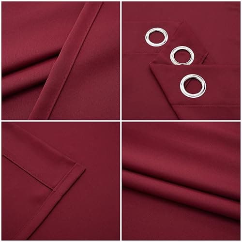 Pickluc Burgundy Blackout Curtains with Grommet 84 Inches Long 2 Panels, Light Blocking Window Drapes for Living Room, Thermal Insulated, Noise Reduction, Privacy Protection, 52" Wide x 84" Length thumbnail 6