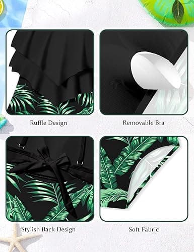 Tomolant Girls Swimsuit Color Block One Piece Swimsuit 2-Tiered Ruffle Bathing Suit Adjustable Strap Girls' Swimwear 7-16Y thumbnail 6