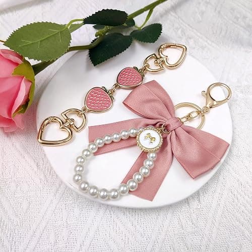 Nalefow 4Pcs Purse Extender Chain & Bow Keychain Kit, 2 Extender Chains & 2 Bow Charms,Handbag Strap Extenders Purse Charms thumbnail 3