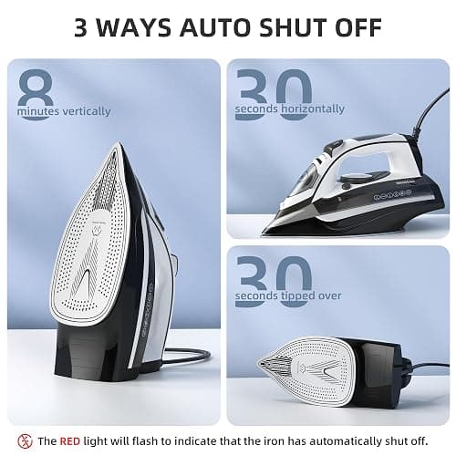 IRONDAY Steam Iron for Clothes 20s Fast Heat-up,1700W Iron with 14.07oz Large Water Tank,Non-Stick Ceramic Soleplate, Anti-Drip, Auto-Off, Burst Steam, Self-Cleaning, Ironing Clothes for Home, Grey thumbnail 5