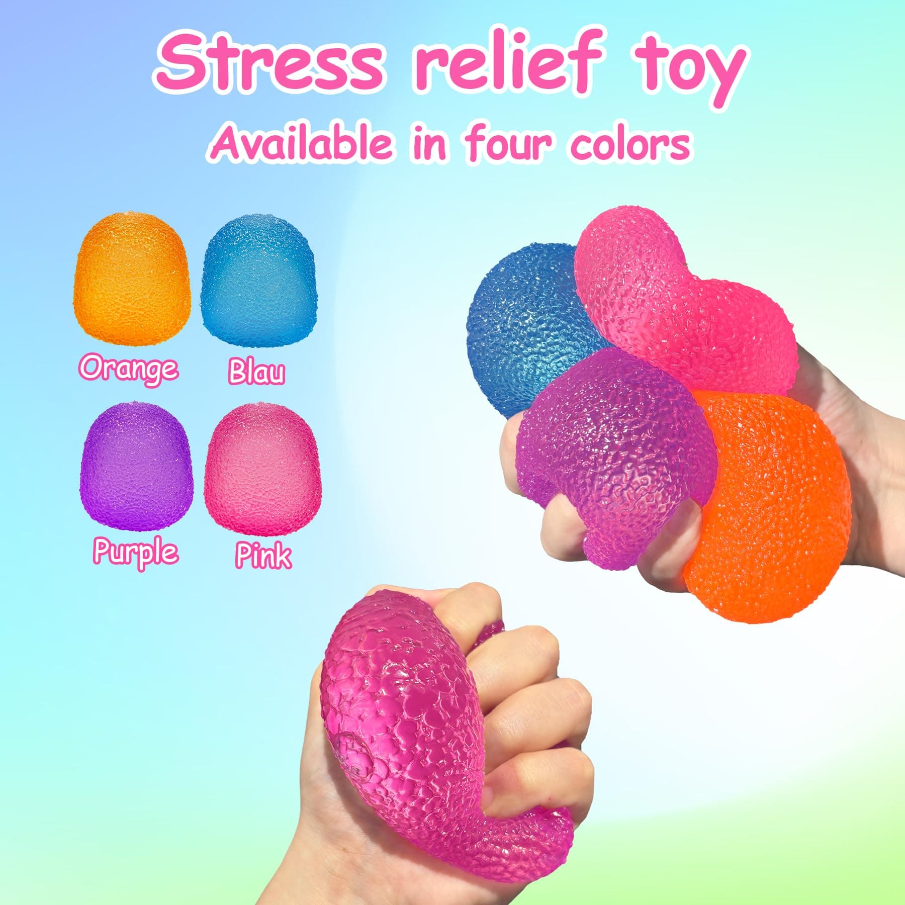 Squishy Fidget Toys Stress for Kids and Adults, Super Solid Squeeze Ball, Sensory for Stress Relief, Birthday and Party Favors Stocking Stuffers(Pink) thumbnail 3