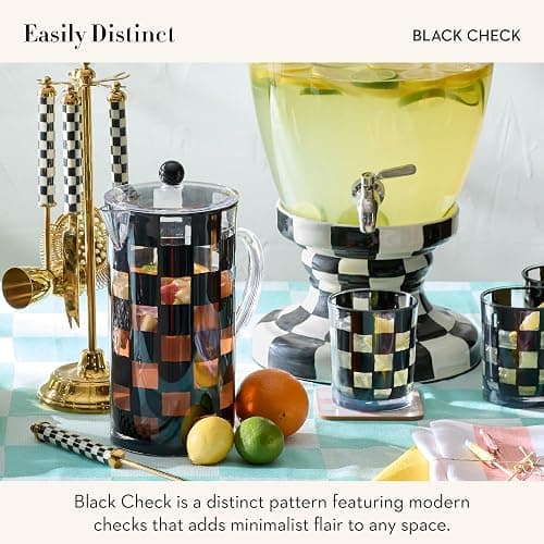 MACKENZIE-CHILDS Set of 4 Acrylic Tumblers, Open Tumbler Cups, Acrylic Cups, 14 Ounces, Black Check thumbnail 2