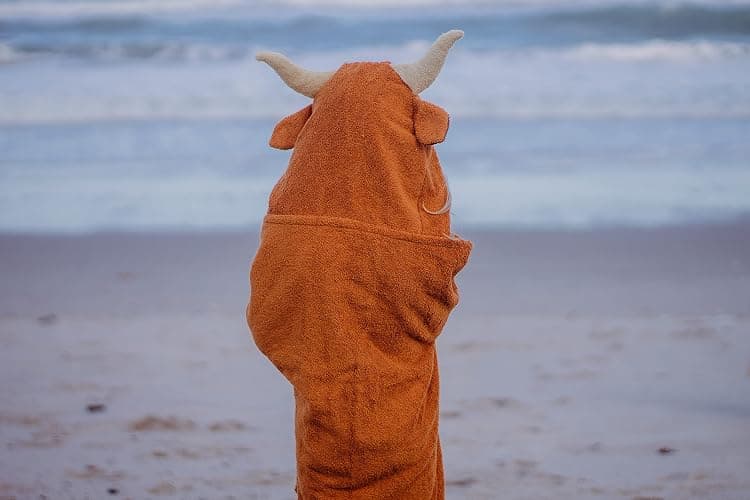Yikes Twins Hooded Baby Towel for Kids 2-8 | Large 100% Cotton Baby Towel for Girls or Boys | Unisex Cute Texas Longhorn Bath Towels for Babies and Toddlers thumbnail 5