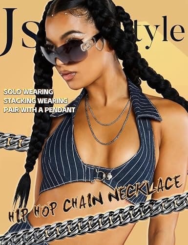 Jstyle Cuban Link Chain for Men Women 316L Stainless Steel Chain Necklace 3.5mm Non Tarnish Necklaces Black Silver Gold Tone Chains 16/18/20/22/24/26/28/30 Inch thumbnail 4